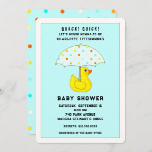Baby Shower Duck With Umbrella Invitation