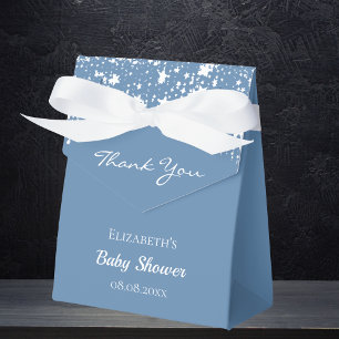 Baby Shower dusty blue white stars thank you Favour Box