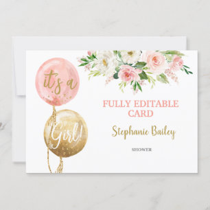 Baby shower Editable girl invitation