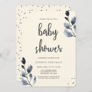 Baby Shower Elegant Botanical with Confetti Invitation
