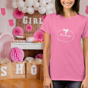 Baby Shower Elegant Bow Girl Coquette Mummy Custom T-Shirt