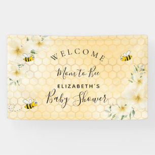 Baby Shower elegant florals honeycomb mum to bee Banner