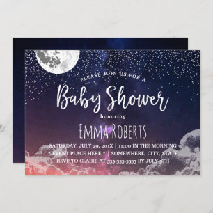 Baby Shower Elegant Moon & Stars Night #2 Invitation