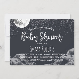 Baby Shower Elegant Moon & Stars Night Invitation