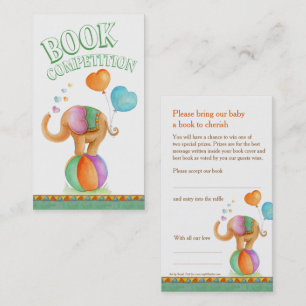 Baby shower elephant art book competition cards