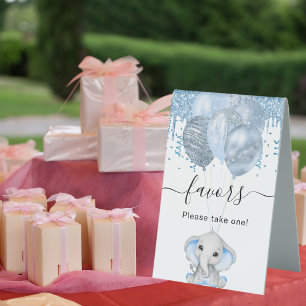 Baby Shower elephant boy blue balloons white favou