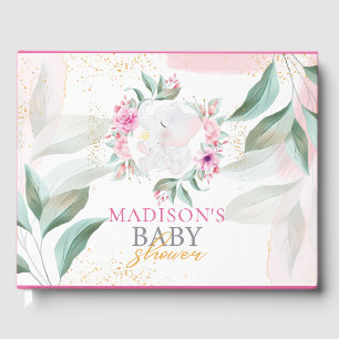 Baby shower Elephant Elegant girl Personalised Guest Book