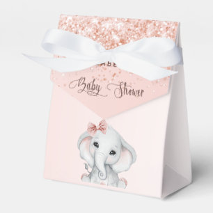 Baby Shower elephant girl rose gold glitter  Favour Box