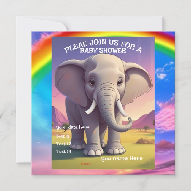  Baby Shower Elephant  Invitation (Front)