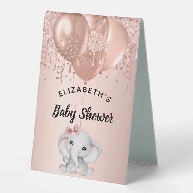 Baby Shower elephant rose gold balloons girl (Front)