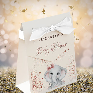 Baby Shower elephant rose gold pink glitter Favour Box