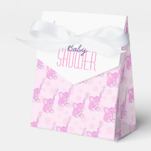 Baby shower elephants pink white gift favour box