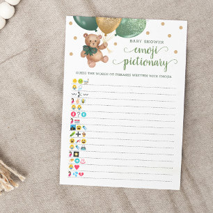 Baby Shower Emoji Pictionary Game Teddy Bear Card