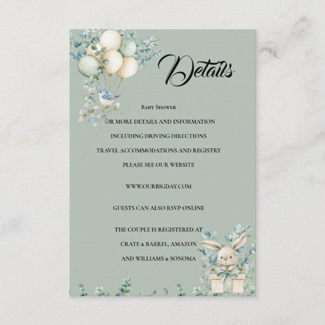 Baby shower Enclosure Card Details (Front)