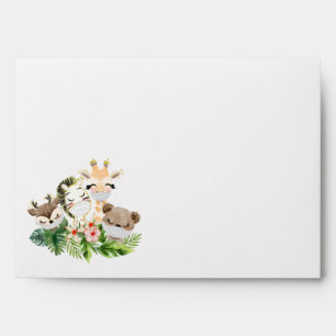 Baby Shower Envelope   Cute Gold Safari Friends