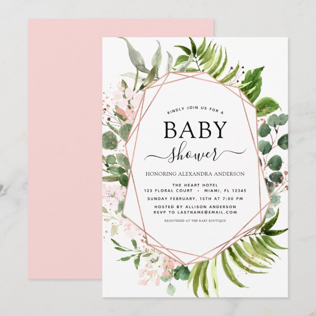 Baby Shower Eucalyptus Botanical Geometric Invitation (Front/Back)