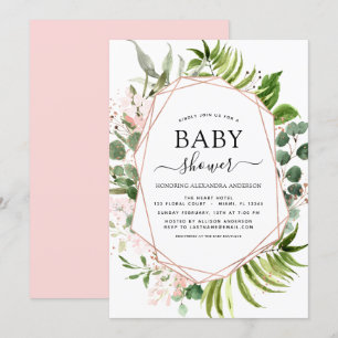 Baby Shower Eucalyptus Botanical Geometric Invitation