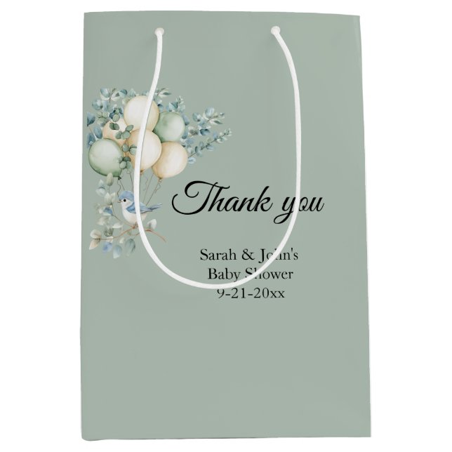 Baby Shower Eucalyptus Favour Medium Gift Bag (Front)
