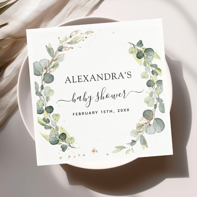 Baby Shower Eucalyptus Greenery Boho Rustic Napkin (Creator Uploaded)