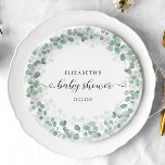 Baby Shower Eucalyptus Greenery Boho Rustic Paper Plate<br><div class="desc">The calming sage green tones infuse the design with a touch of sophistication,  making it a perfect choice for celebrating the imminent arrival of a precious little one. Matching items available.</div>