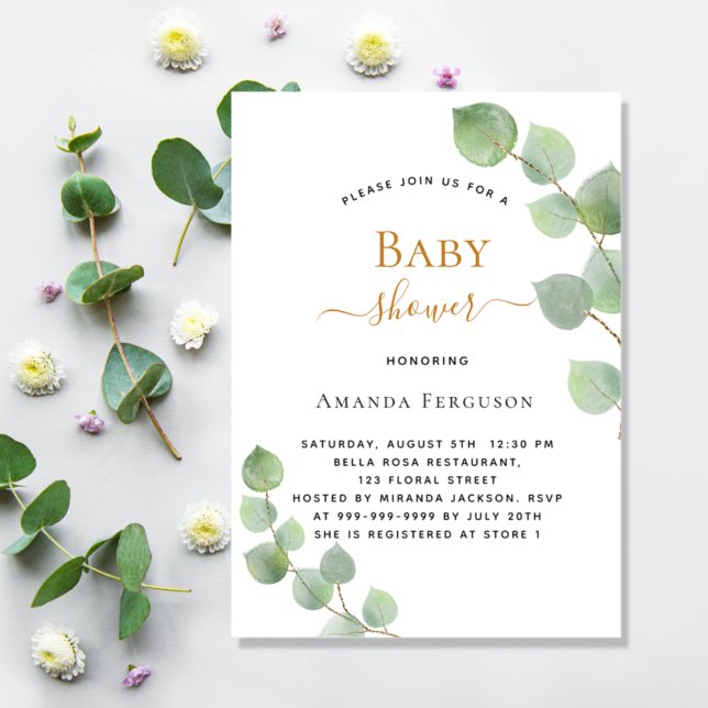 Baby Shower eucalyptus greenery elegant Invitation (Creator Uploaded)