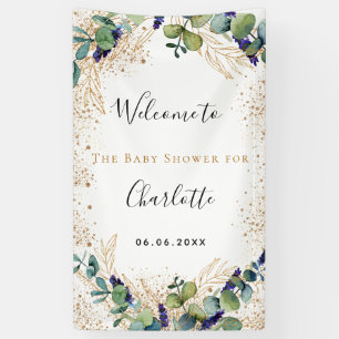 Baby Shower eucalyptus greenery elegant welcome Banner