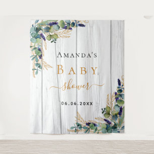Baby Shower eucalyptus greenery white wood Tapestry