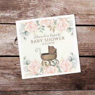 Baby Shower Eucalyptus Leaves Elegant Botanical Napkin