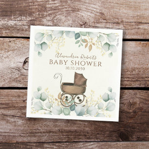 Baby Shower Eucalyptus Leaves Elegant Botanical Napkin
