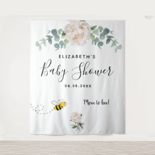 Baby Shower eucalyptus white floral mum to bee Tapestry