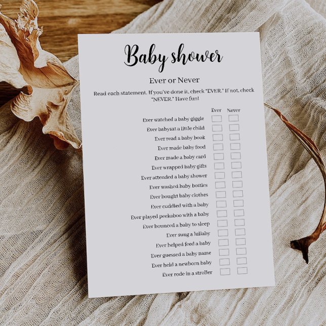 Baby Shower Ever or Never Game, Printable Invitation (Baby Shower Ever or Never Game, Printable Invitation)