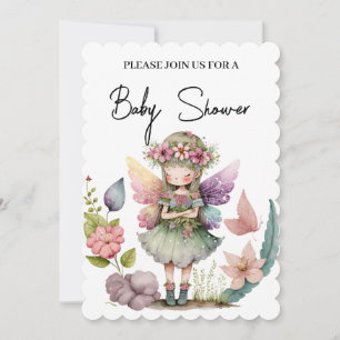 Baby shower fairy with floral wreath Invitation