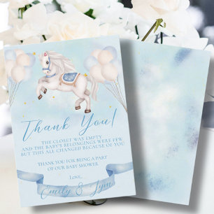 Baby Shower Fairytale Pony Stars Blue Balloons Enclosure Card