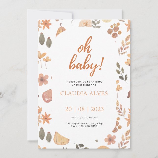 Baby Shower Fall Aesthetic Invitation  (Front)