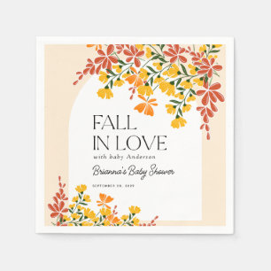 Baby Shower Fall In Love Autumn Floral Napkin
