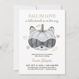 Baby Shower Fall in Love Autumn Pumpkin Racoon Invitation