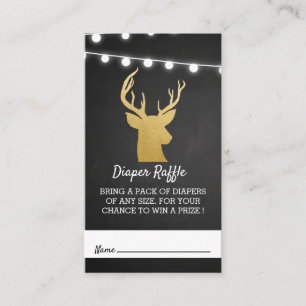 Baby Shower   Faux Gold Foil Antler Diaper Raffle Enclosure Card