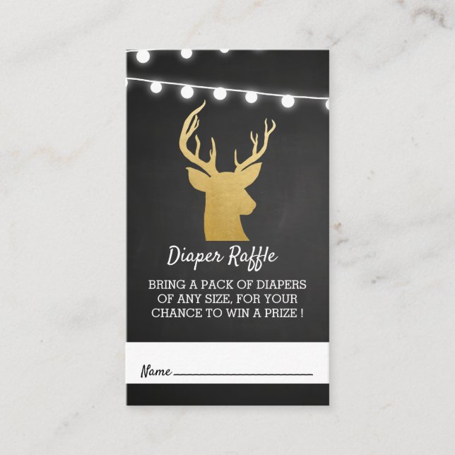 Baby Shower | Faux Gold Foil Antler Diaper Raffle Enclosure Card (Front)