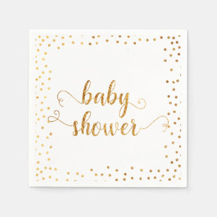 Baby Shower Faux Gold Foil Confetti Border Napkin