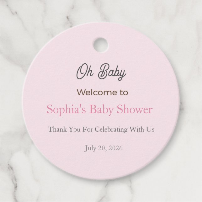 Baby Shower Favor Tag | Oh Baby Sophia (Front)