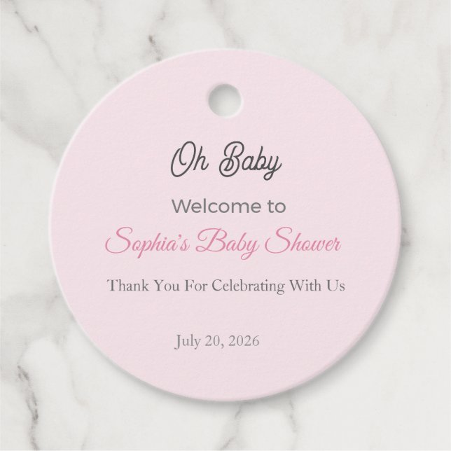 Baby Shower Favor Tag | Oh Baby Sophia (Front)