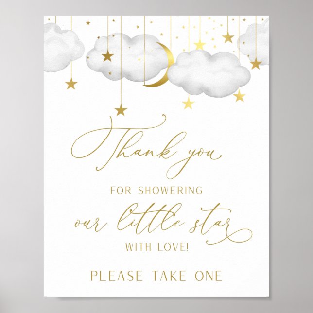 Baby Shower Favors Sign, Moon and Stars Favors Poster (Front)