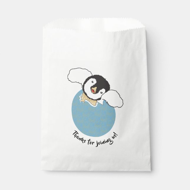 Baby Shower Favour Bag, Blue, Baby Penguin Bags (Front)