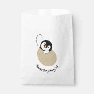 Baby Shower Favour Bag, Gold, Baby Penguin Favour Bags