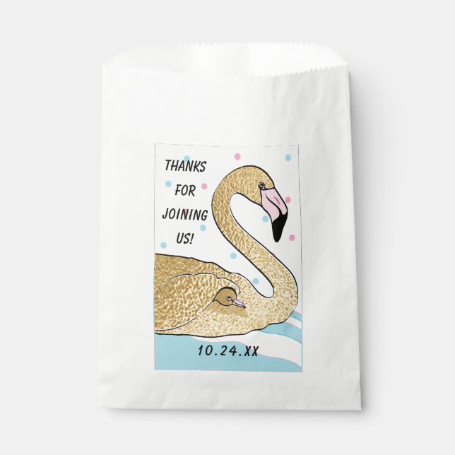 Baby Shower Favour Bag, Gold Flamingo Baby & Mummy Favour Bags (Front)