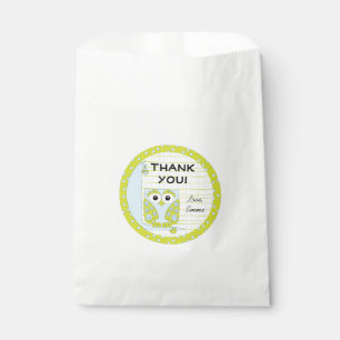 Baby Shower Favour Bag, Owl in a Tree, Blue, Green Bags