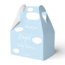 Baby Shower Favour Box Blue Clouds Cute Minimal De
