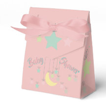 Baby Shower Favour Box w/Sun, Moon, Stars in Pink