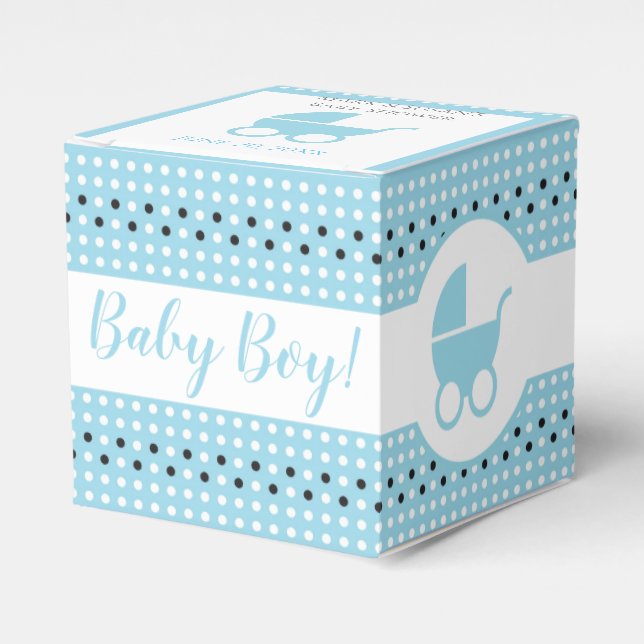 Baby Shower Favour Box with Stroller 2" x 2" - Boy (Front Side)