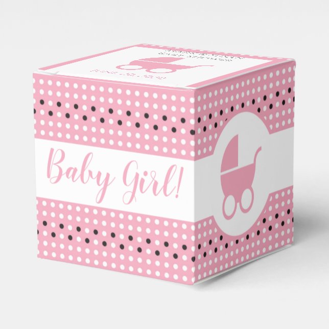 Baby Shower Favour Box with Stroller 2" x 2" - Gir (Front Side)